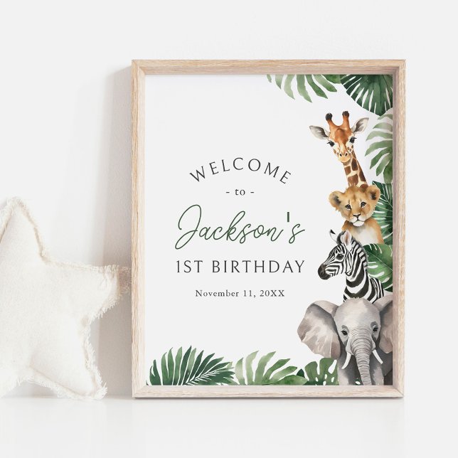 Safari Animaux Affiche de bienvenue de fête d'anni (Créateur téléchargé)