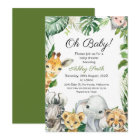 Safari Animaux Baby shower de verdure Invitation