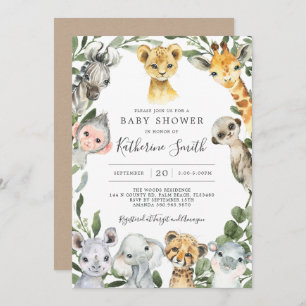 Safari Animaux Baby shower Invitation