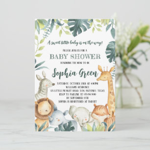 Safari Animaux Baby shower Invitation