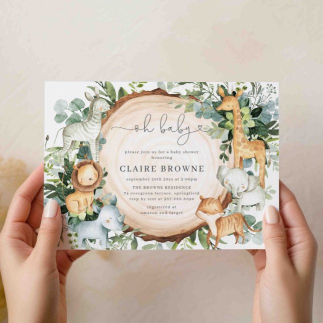 Safari Animaux Baby shower Invitation (Créateur téléchargé)