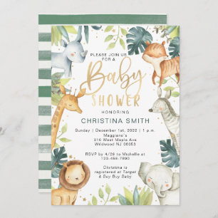 Safari Animaux Baby Shower Invitations