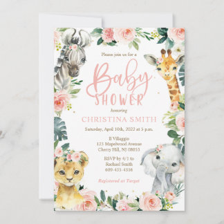 Safari Animaux Baby Shower Invitations pour une fi
