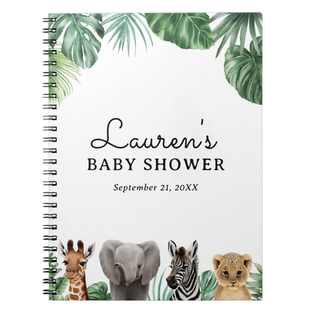 Safari Animaux Baby shower Livre d'invité (Devant)