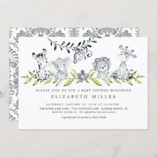 Safari Animaux Baby showers neutres Invitation