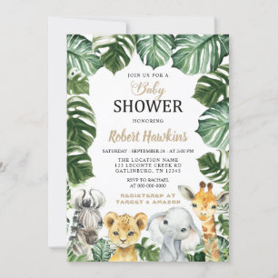 Safari Animaux Boy Baby shower Invitation