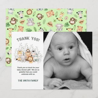 Safari Animaux Carte de remerciements Baby shower