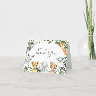 Safari Animaux Carte de remerciements Baby shower