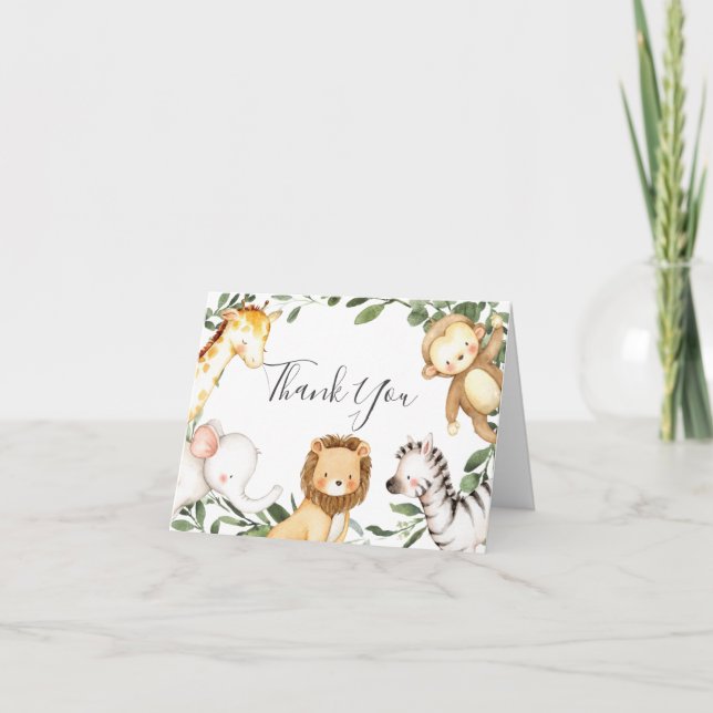 Safari Animaux Carte de remerciements Baby shower (Devant)
