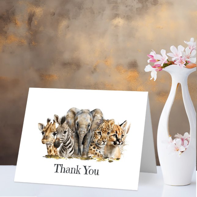 Safari Animaux Carte de remerciements d'anniversai (Créateur téléchargé)