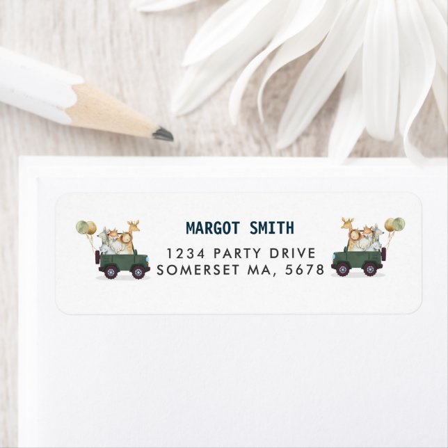 Safari Animaux Conduite Par Baby shower Verdure Or (En situation)