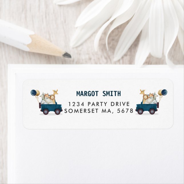 Safari Animaux Conduite Par Baby shower Verdure Or (En situation)