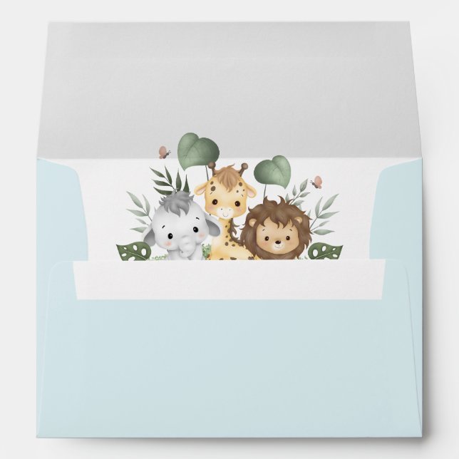 Safari Animaux Enveloppe bleue (Dos (Bas))