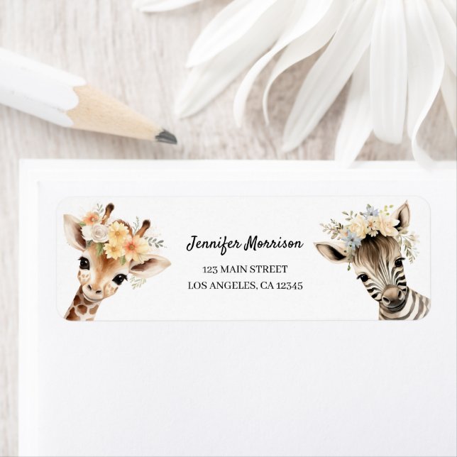 Safari Animaux Fille Anniversaire Adresse de retou (En situation)