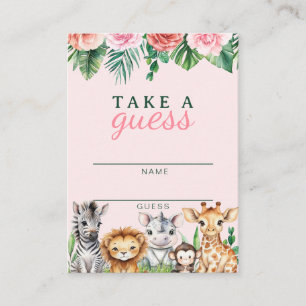Safari Animaux Fille Baby shower Carte de jeu