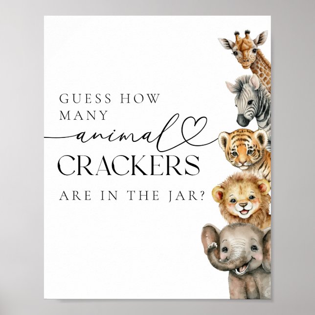 Safari Animaux Moderne Baby shower Poster (Devant)