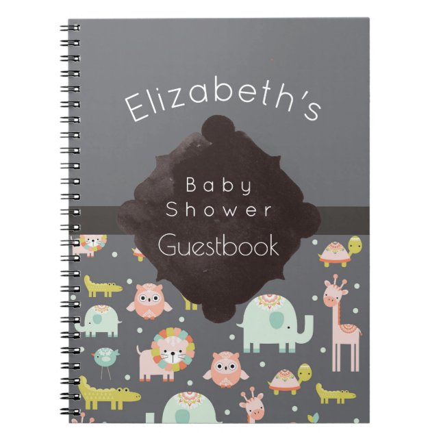 Safari Animaux Motif Baby shower Livre d'or (Devant)