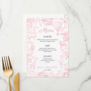 Safari Animaux Toile De Jouy Baby shower Menus