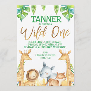 Safari Animaux Wild Un Anniversaire Invitation