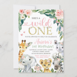 Safari Annithday Invitation Wild One Invitation