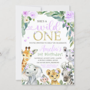 Safari Annithday Invitation Wild One Invitation