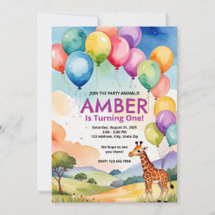 safari Anniversaire animal ou Invitation de fête d