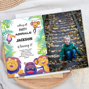 Safari Anniversaire Invitations avec photo