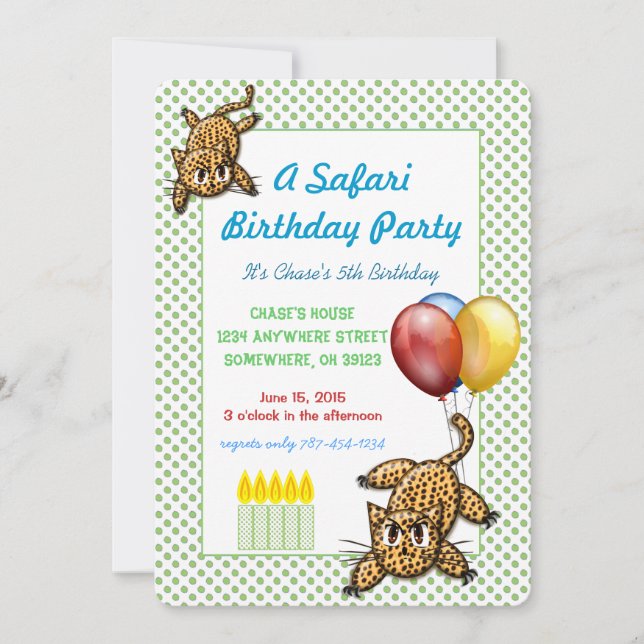 Safari Anniversaire Leopard Invitation (Devant)