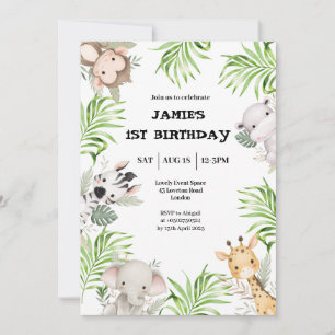 Safari Aventure 1er anniversaire Invitation