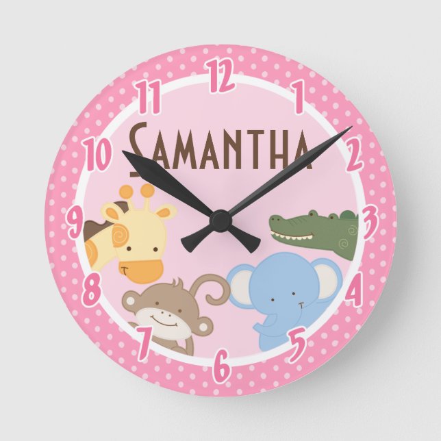 Safari Aventure Jungle Zoo Horloge personnalisée (Recto)