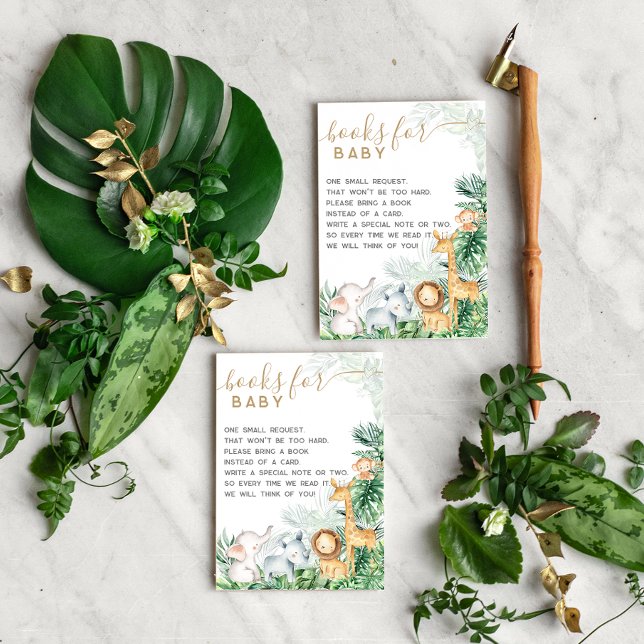 Safari Baby Animals Baby Shower Book request Enclosure Card (Creator Uploaded)