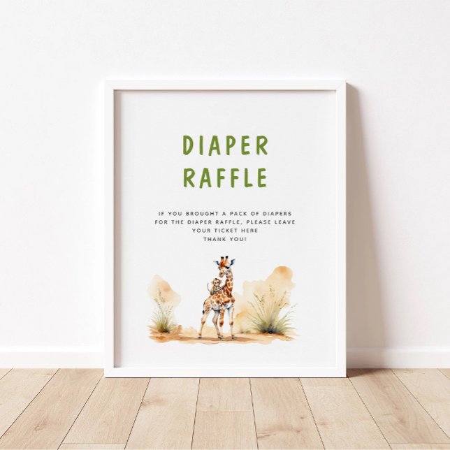 Safari Baby Animals Baby Shower Diaper Raffle Poster (Creator Uploaded)
