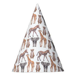 Safari Baby Animals Pattern  Party Hat