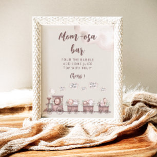 Safari Baby Animals Train Baby Shower Mom-osa Bar Poster