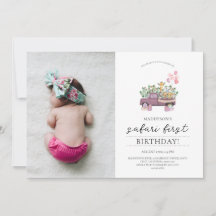 Safari Baby Animals Truck 1st Birthday Party Photo