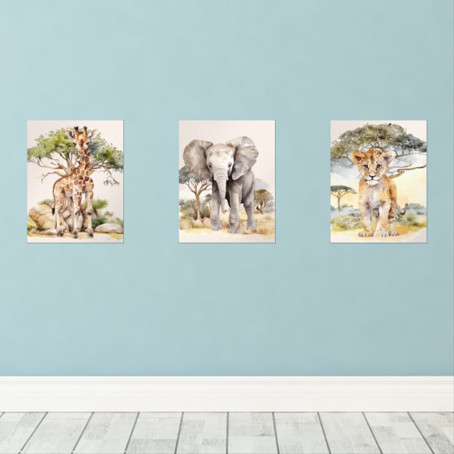 Safari Baby Giraffe Elephant Lion Nursery (Parquet)