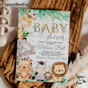 Safari Baby Shower BOY Wild Jungle animals  Invitation