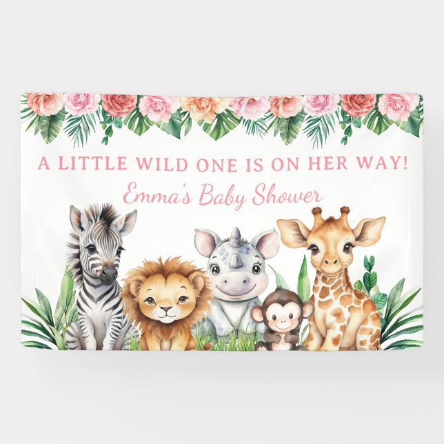 Safari Baby Shower Custom Banner - Jungle Animals  (Horizontal)