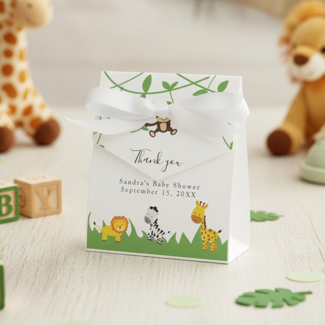Safari Baby Shower Cute Jungle Animals Neutral Favor Box (Creator Uploaded)