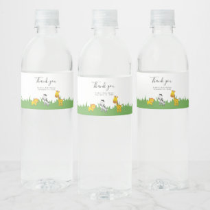 Safari Baby Shower Cute Jungle Animals Neutral Squ Water Bottle Label