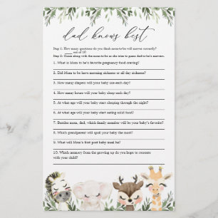 Safari Baby Shower Dad Knows Best Game