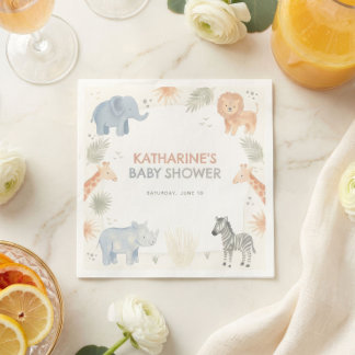 Safari Baby Shower Decorations Wild One Napkins
