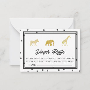 Safari Baby Shower Game Diaper Raffle Ticket Card