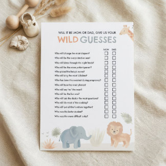 Safari Baby Shower Games Who Will It Be Card