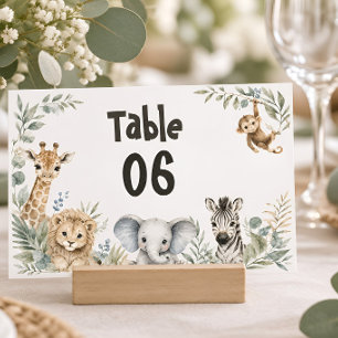 Safari Baby Shower Gender-Neutral Safari Animals  Table Number
