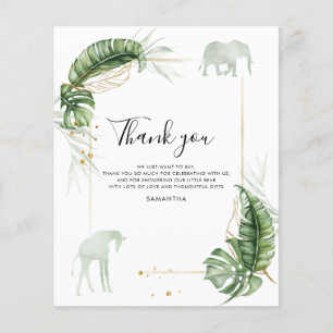 Safari Baby shower Giraffe Elephant Carte de remer