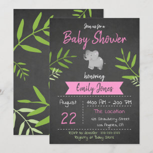 Safari Baby Shower Girl Chalkboard Invitation