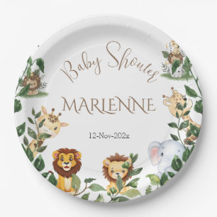 Safari Baby Shower Girl Paper plates