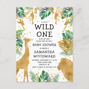 Safari Baby shower Gold Green Invitation Carte pos
