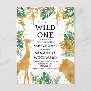Safari Baby Shower Gold Green Invitation Postcard